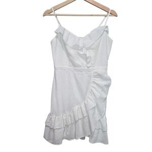 Emerald Sundae White Ruffled Sleeveless Dress